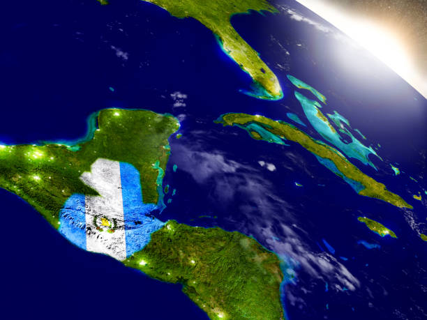 istock Guatemala with flag in rising sun 655630174