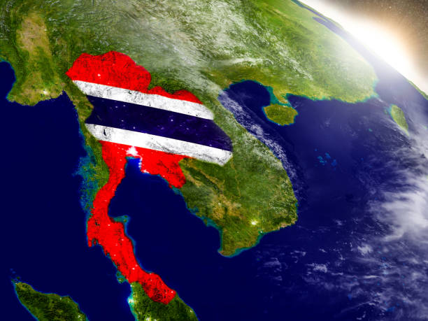 istock Thailand with flag in rising sun 655630210