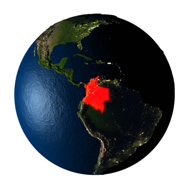 istock Colombia in red on Earth isolated on white 655631302