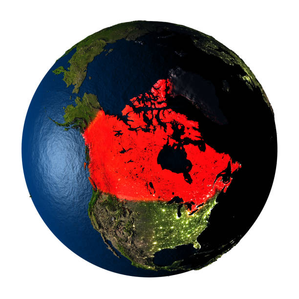 istock Canada in red on Earth isolated on white 655631316