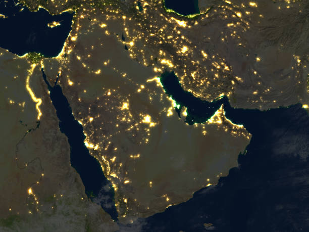istock Arab Peninsula at night on planet Earth 655633932