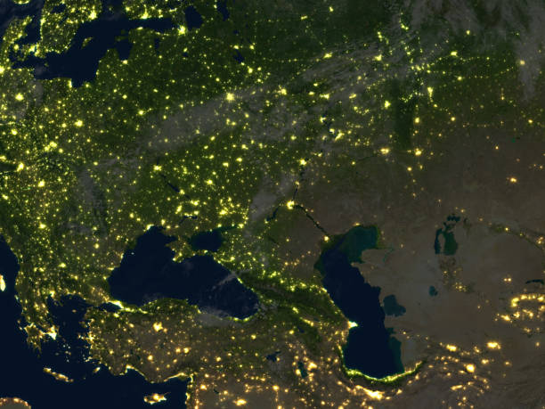 istock Western Asia at night on planet Earth 655633962