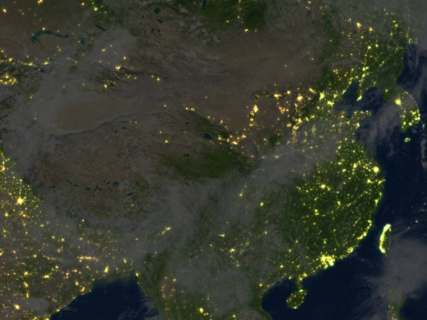 istock China and Mongolia region at night on planet Earth 655633964