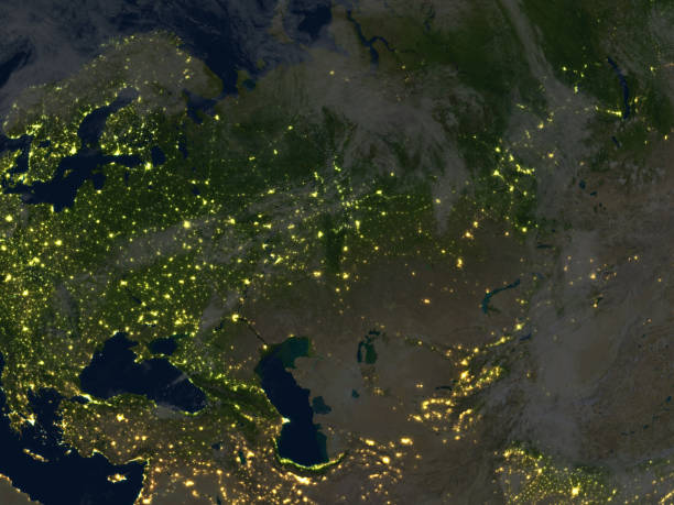 istock Western and central Asia at night on planet Earth 655633980
