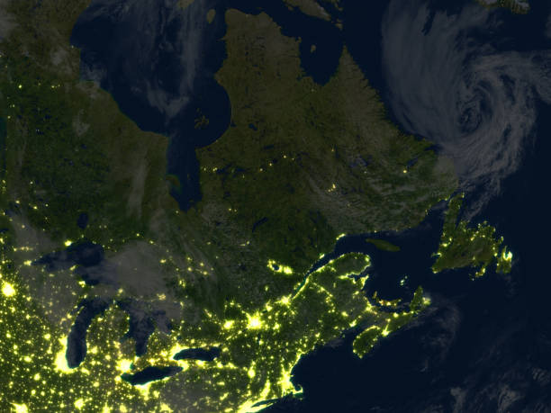 istock East coast of Canada at night on planet Earth 655634710
