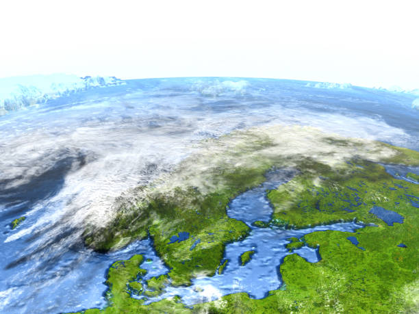 istock Scandinavian Peninsula on Earth - visible ocean floor 655634772