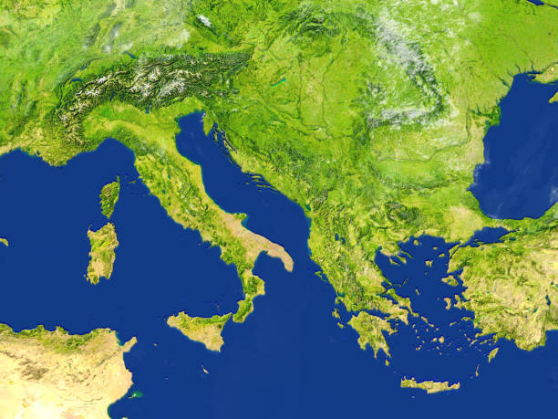 Adriatic sea region on planet Earth stock photo
