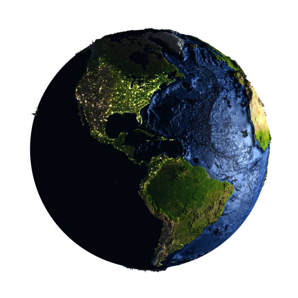 istock Americas on Earth at night isolated on white 655637670