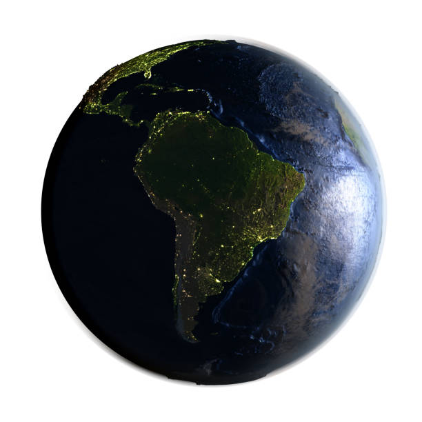 istock South America on Earth at night isolated on white 655637918