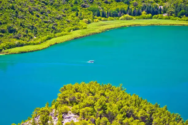Aerial view of Krka river national park, Dalmatia, Croatia
