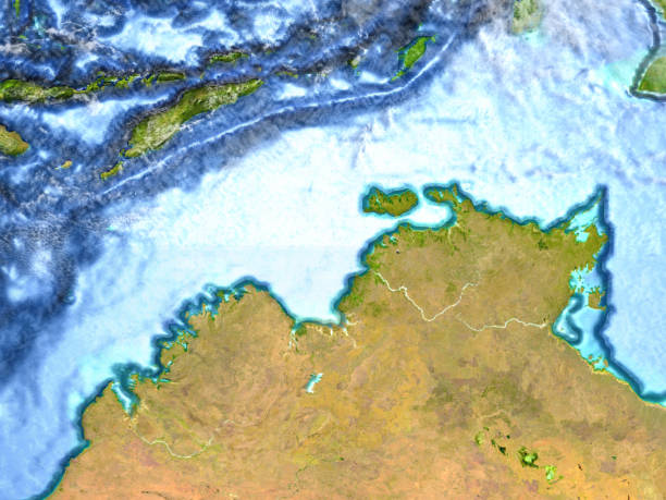 северная австралия на земле - видимое дно океана - arafura sea стоковые фото и изображения