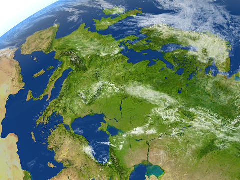Europe. 3D illustration with detailed planet surface. 3D model of planet created and rendered in Cheetah3D software, 9 Mar 2017. Some layers of planet surface use textures furnished by NASA, Blue Marble collection: http://visibleearth.nasa.gov/view_cat.php?categoryID=1484