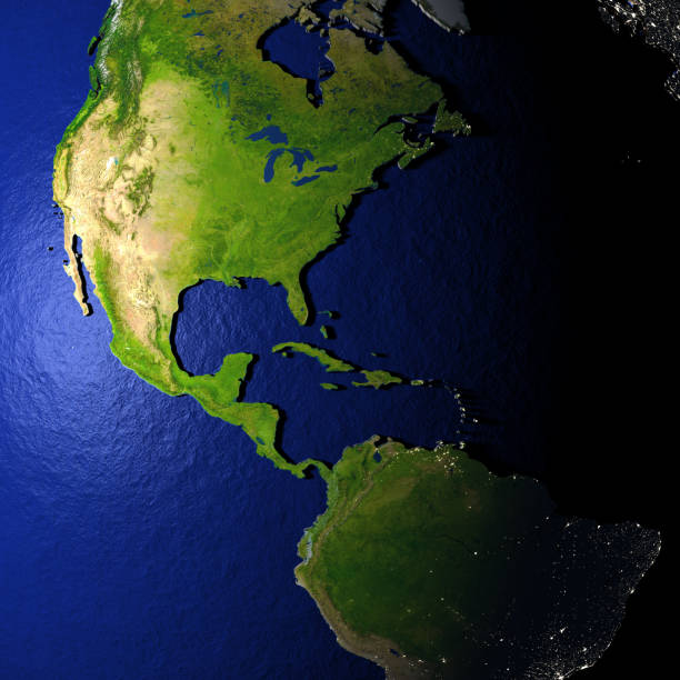 istock Americas on model of Earth with embossed land 655641724
