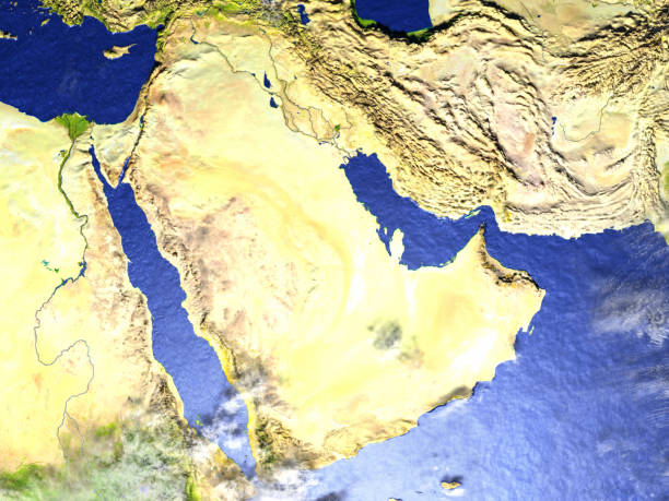 istock Arab Peninsula on realistic model of Earth 655643934