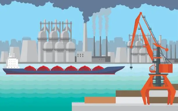 Vector illustration of large industrial port