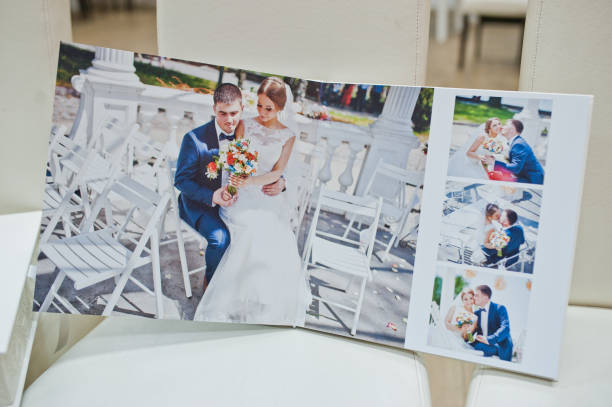 istock white leather wedding book and album 655648962