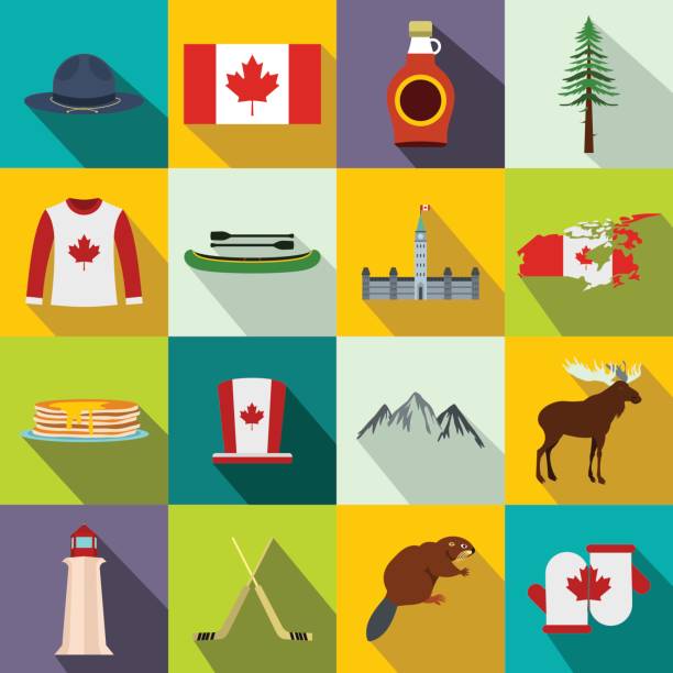 ilustrações, clipart, desenhos animados e ícones de ícones do canadá - canadian flag maple leaf canada computer icon