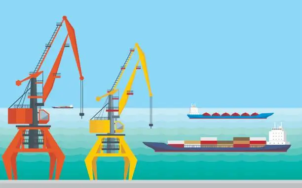 Vector illustration of the harbour cranes