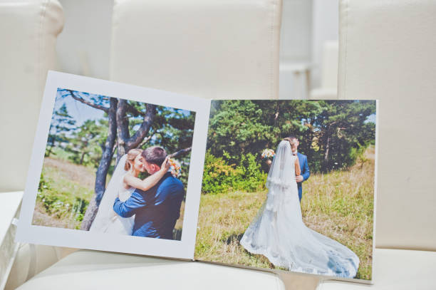 istock white leather wedding book and album 655649096