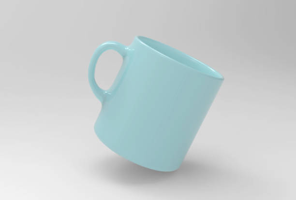 istock Soft blue mug mock up on soft white background. 3D illustrated 655651422