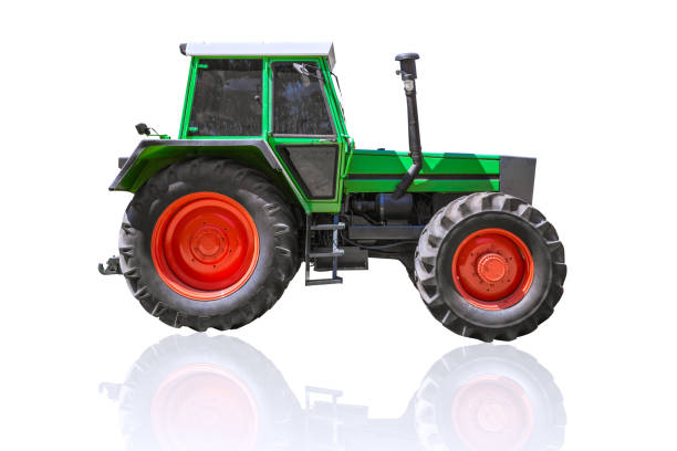 istock farm tractor truck isolated on white. 655655184