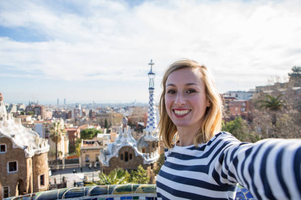 istock Young woman taking selfie in Barcelona 655662522