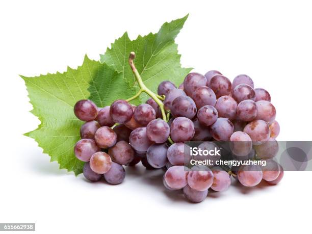 Bunch Of Grapes On White Background Stock Photo - Download Image Now - Grape, Red Grape, White Background