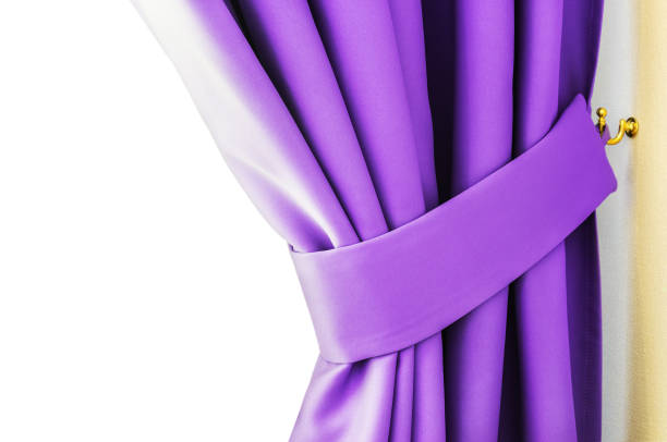 istock purple curtains and blinds hanging in the room 655663178