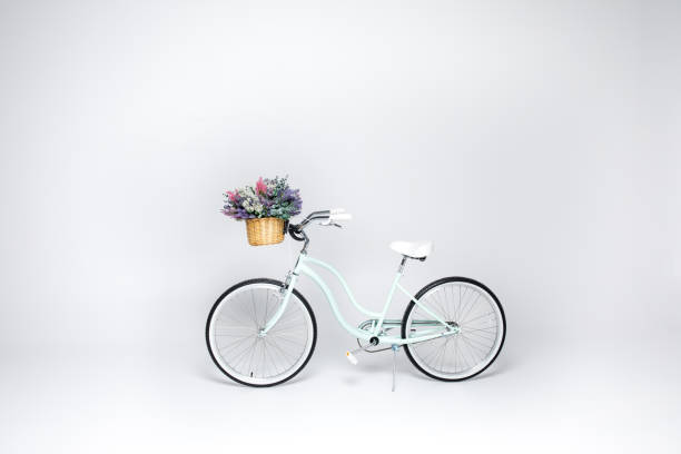 istock Hipster bicycle with flower basket 655664116