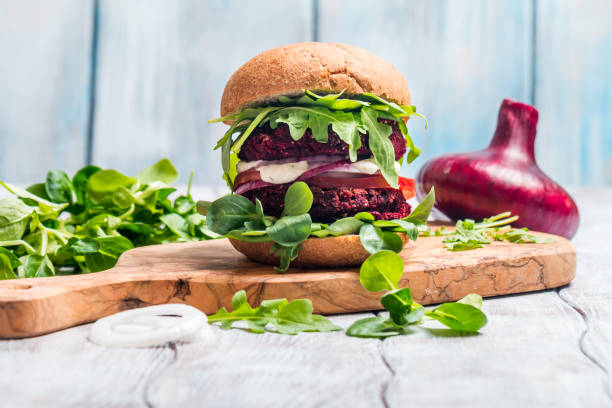 istock Vegetarian burger made of beetroot 655667640
