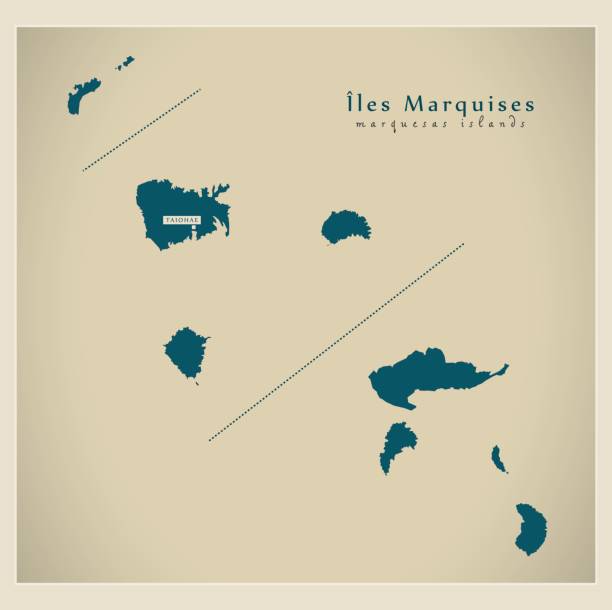ilustrações, clipart, desenhos animados e ícones de moderno mapa - iles marquises pf - marquises