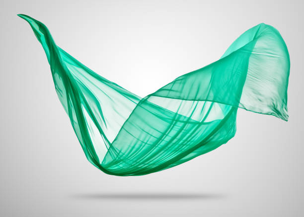 istock Smooth elegant green cloth on gray background 655671998