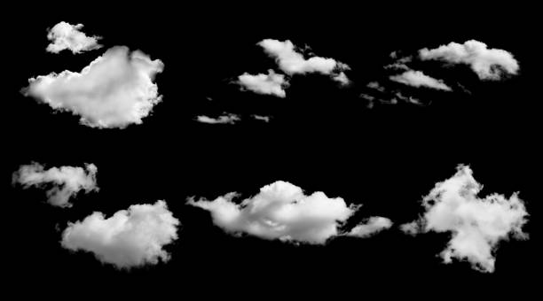 istock set of white clouds isolated on black background 655675428