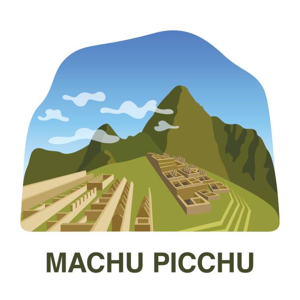 illustrazioni stock, clip art, cartoni animati e icone di tendenza di una delle nuove 7 meraviglie del mondo: machu picchu - machu picchu