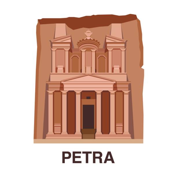 jeden z nowych 7 cudów świata: petra - petra stock illustrations