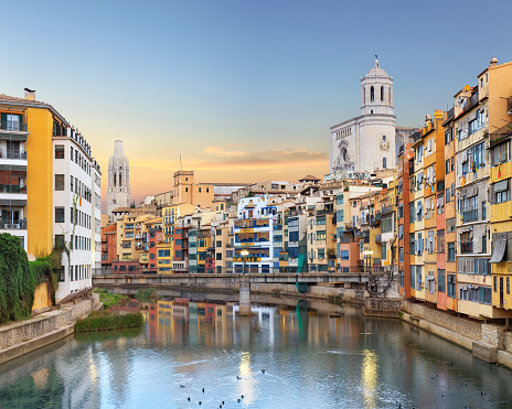 Old Girona town, view on river Onyar