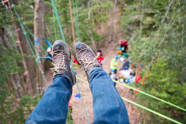 Self portrait of climbing tree with ropes