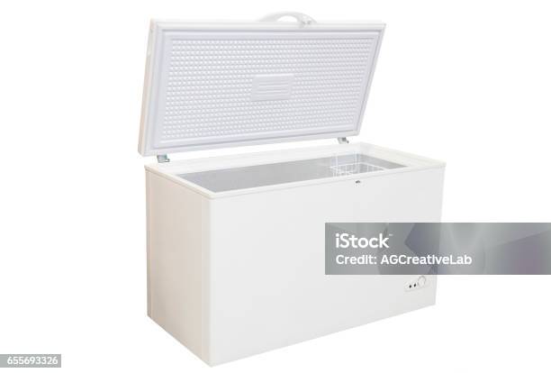 Open Freezer Isolated Stock Photo - Download Image Now - Freezer, Dresser, Open