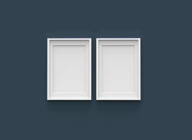 istock Picture frame isolated on dark blue drywall background. 3D illustrated 655693364