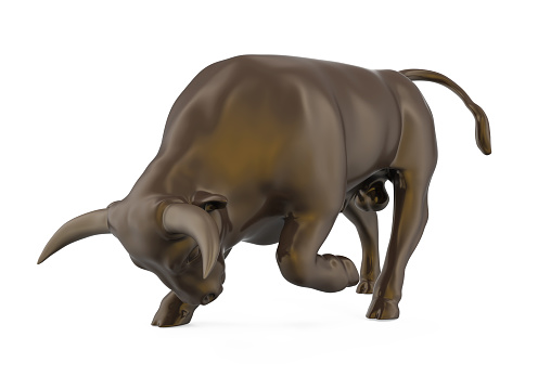 Bull Sculpture isolated on background. 3D render