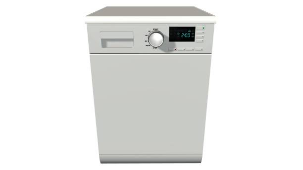 istock Modern freestanding dishwasher isolated on white 655704768