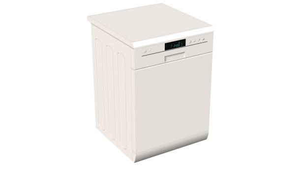 istock Modern freestanding dishwasher isolated on white 655707804