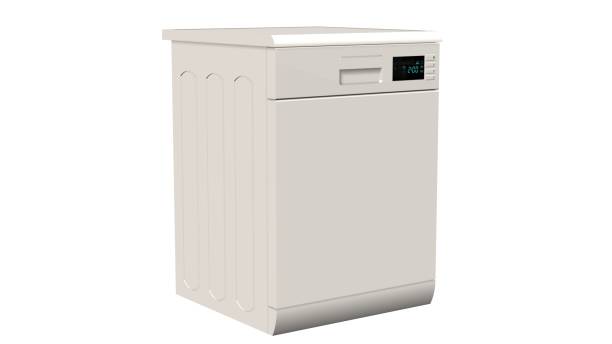 istock Modern freestanding dishwasher isolated on white 655708394