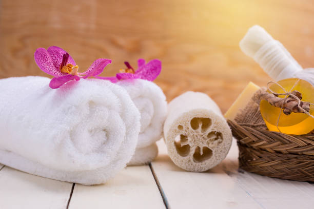 istock Spa still life ,Spa soap on a white towel. 655710762