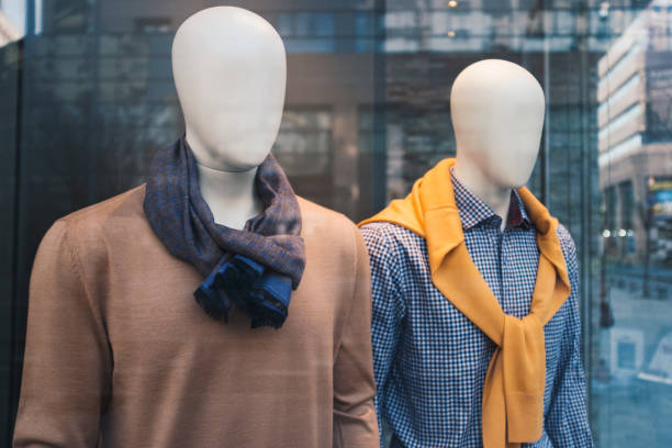 istock Men clothing in a showcase shop 655711468