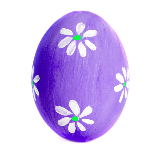 istock Happy Easter greeting card - Colorful Egg isolated on white background close up. Happy Easter Handmade painted color Egg macro 655715104