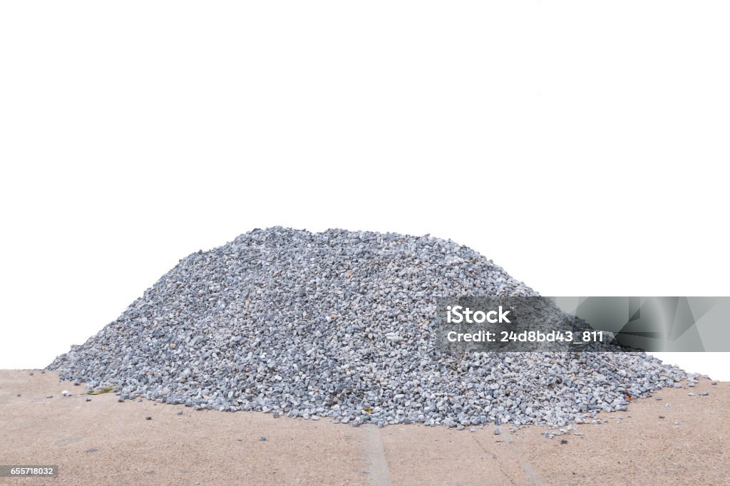 Piles of crushed stone isolate on white. Gravel Stock Photo