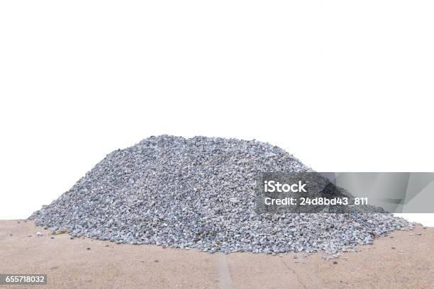 Piles Of Crushed Stone Isolate On White Stock Photo - Download Image Now - Gravel, Stack, Cut Out