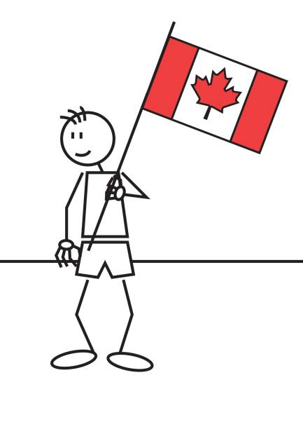 illustrazioni stock, clip art, cartoni animati e icone di tendenza di bastone figura canada bandiera - canadian flag canadian culture canada people