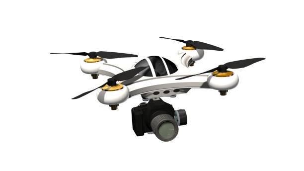 istock Drone Quadrocopter with professional camera  isolated on white 655727884